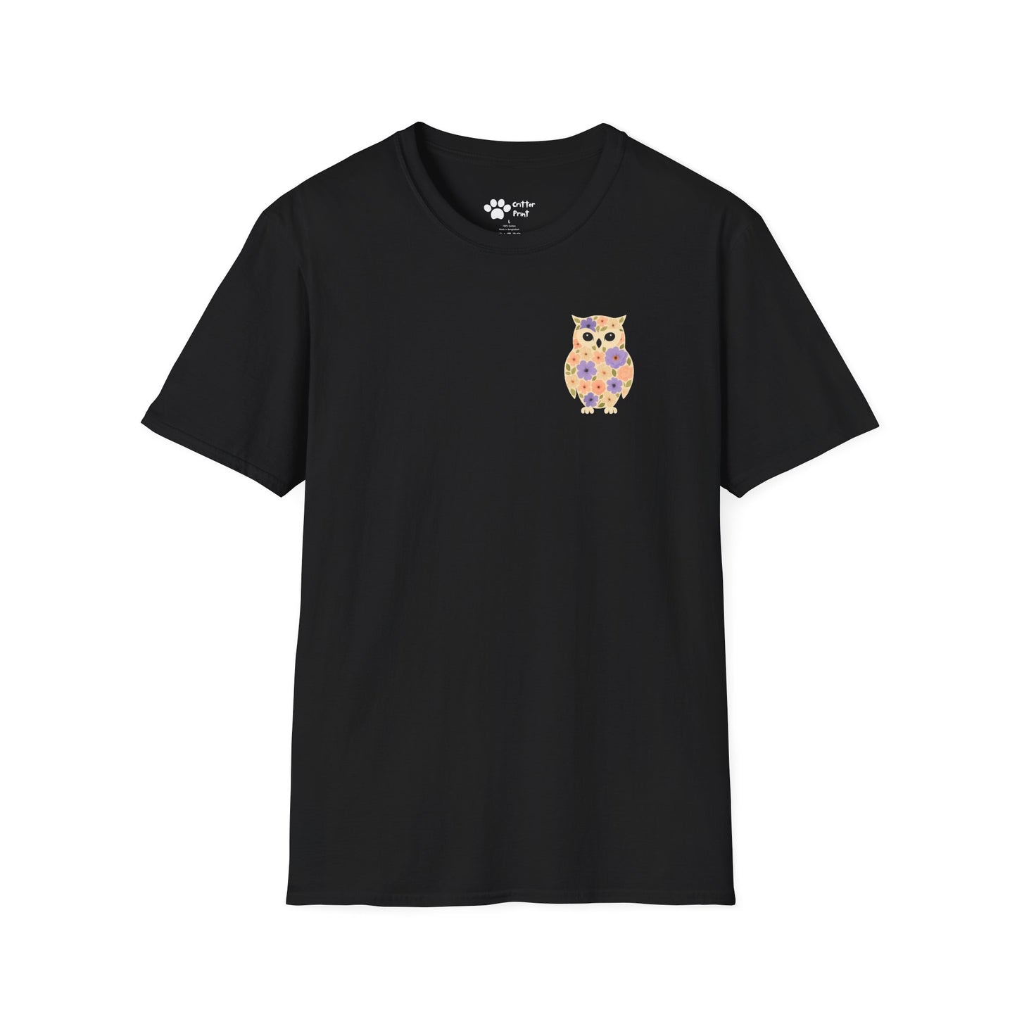 Floral Owl on Chest T-Shirt