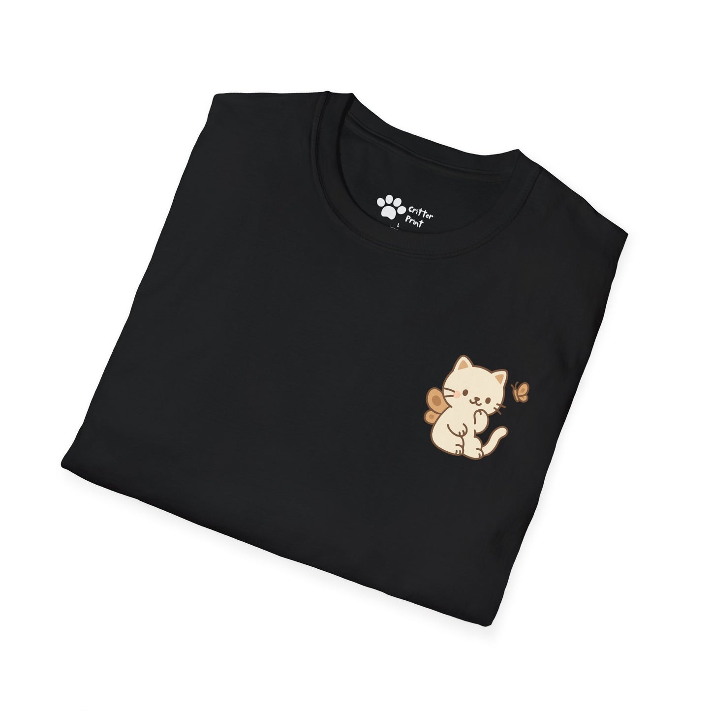 Butterfly Cat Pec Logo T-Shirt