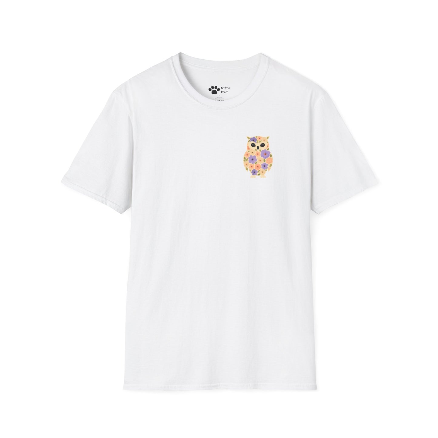 Floral Owl on Chest T-Shirt