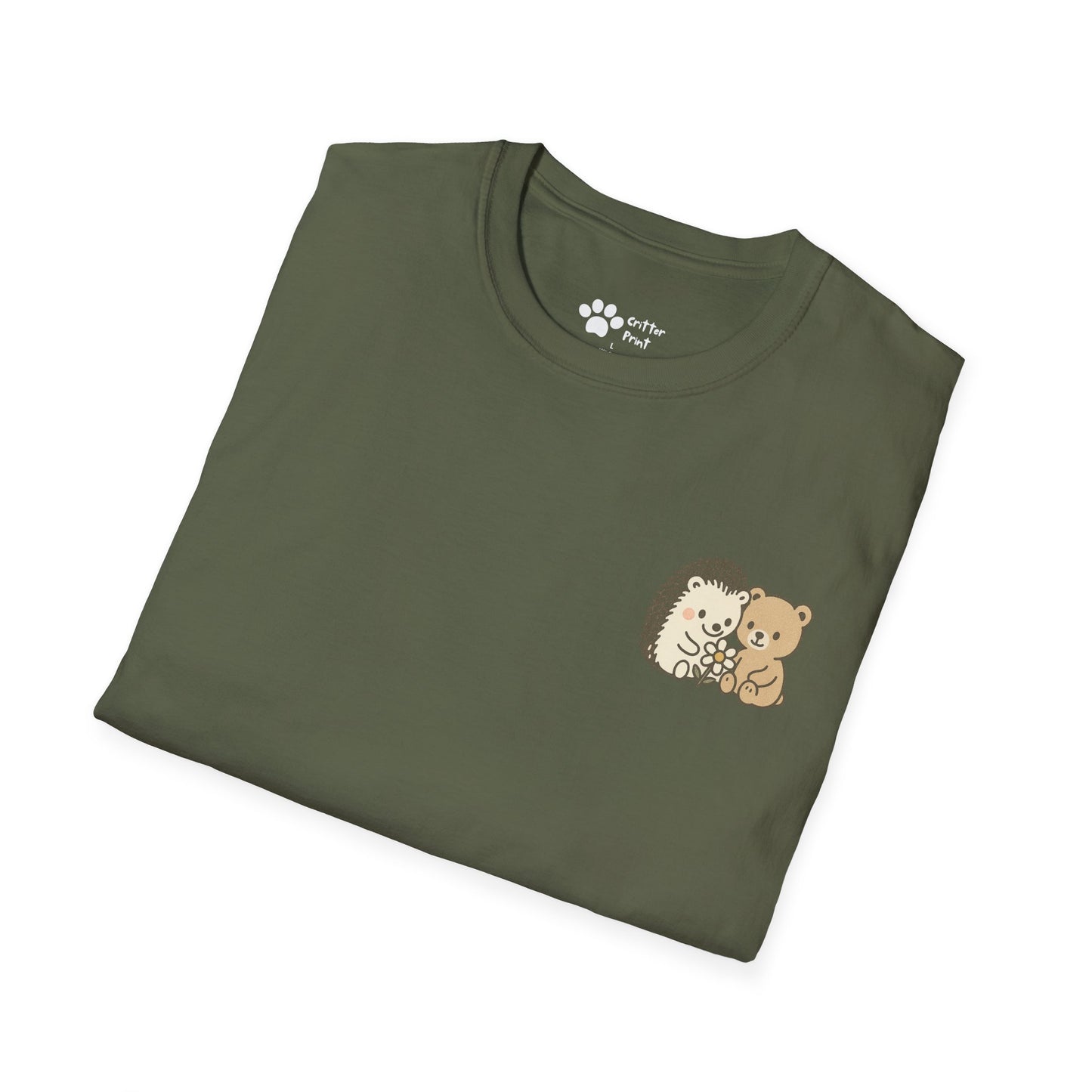 Hedgehog and Bear w/Daisy Pec Logo T-Shirt