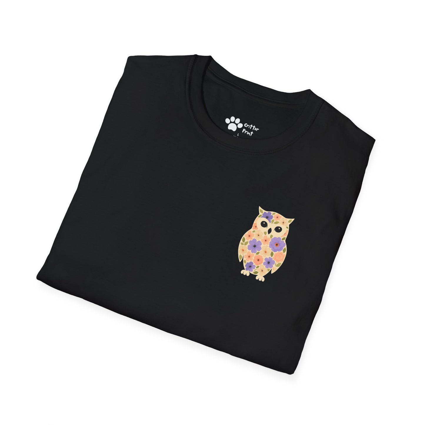 Floral Owl on Chest T-Shirt