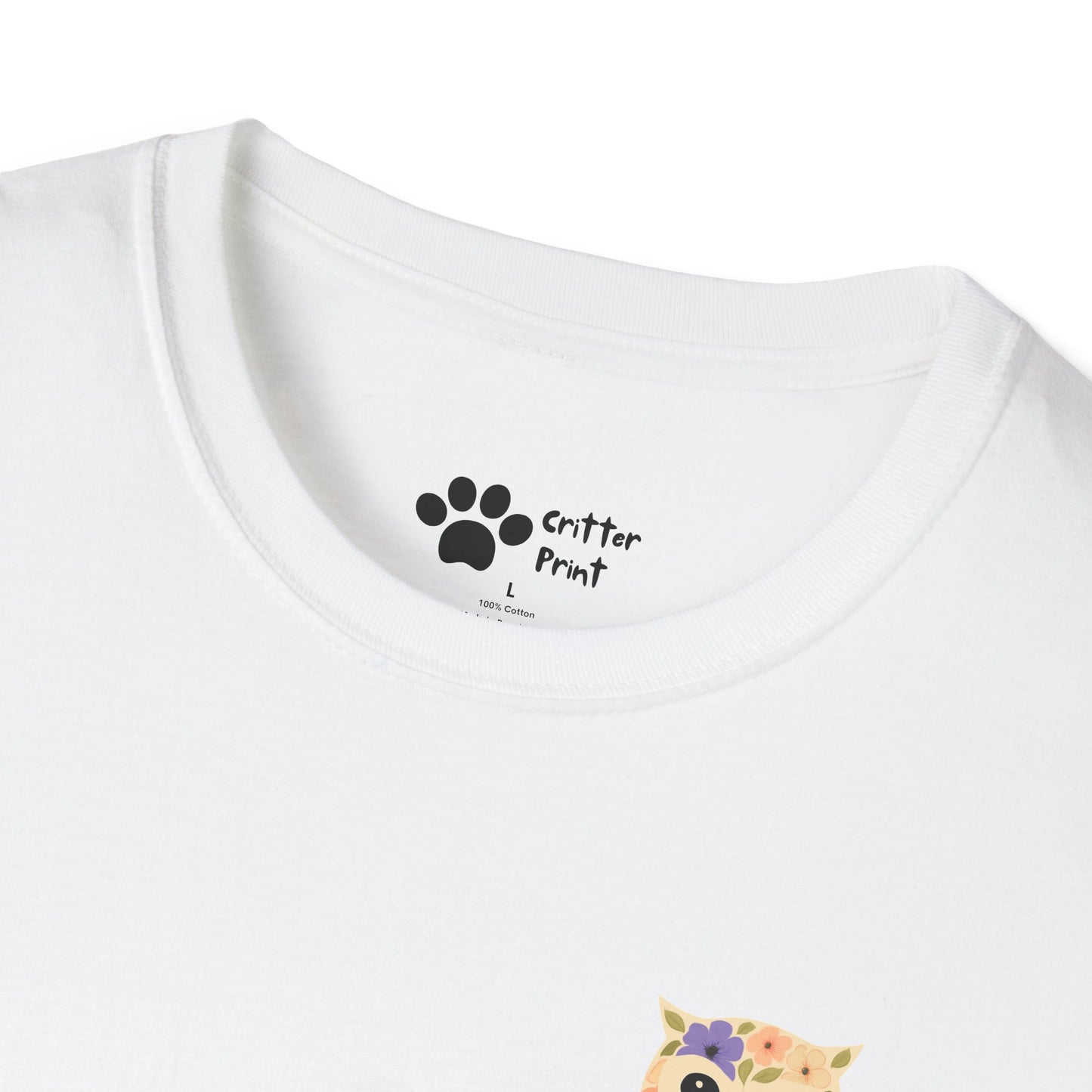 Floral Owl on Chest T-Shirt