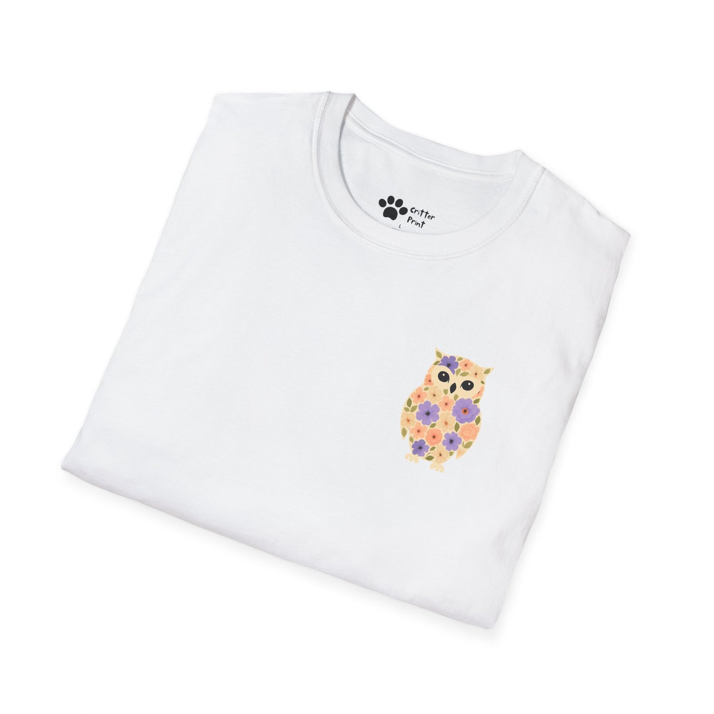 Floral Owl on Chest T-Shirt