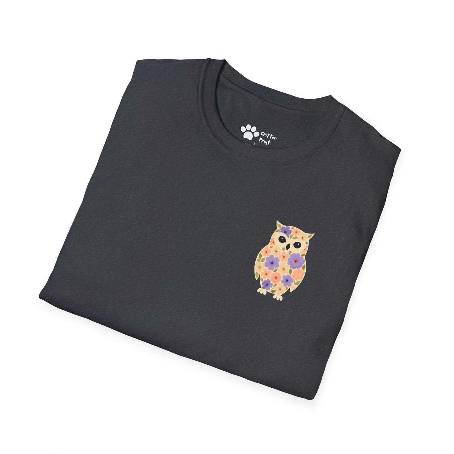 Floral Owl on Chest T-Shirt