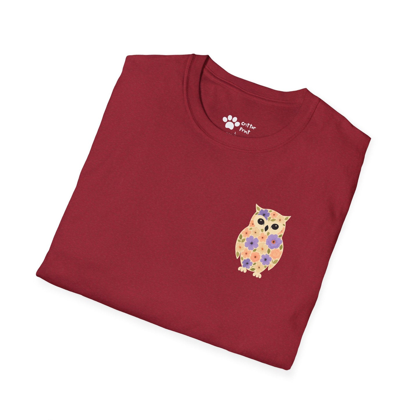 Floral Owl on Chest T-Shirt