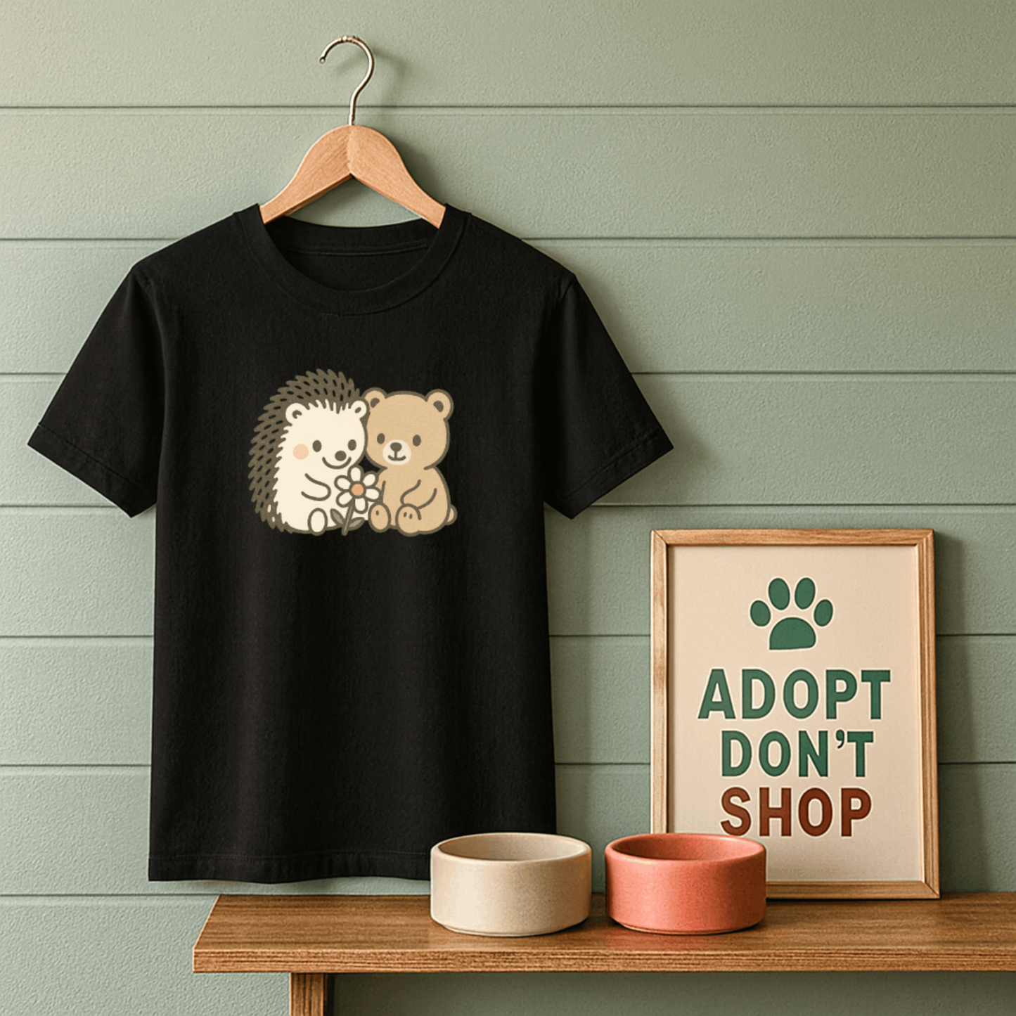 Hedgehog and Bear w/Daisy T-Shirt