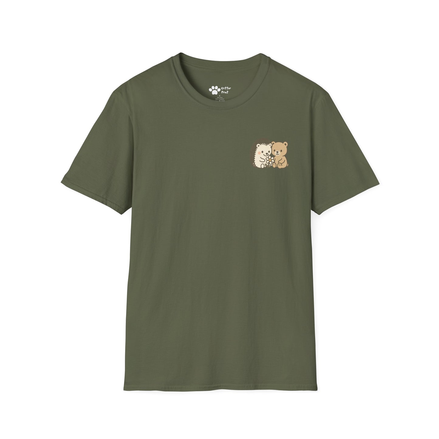 Hedgehog and Bear w/Daisy Pec Logo T-Shirt