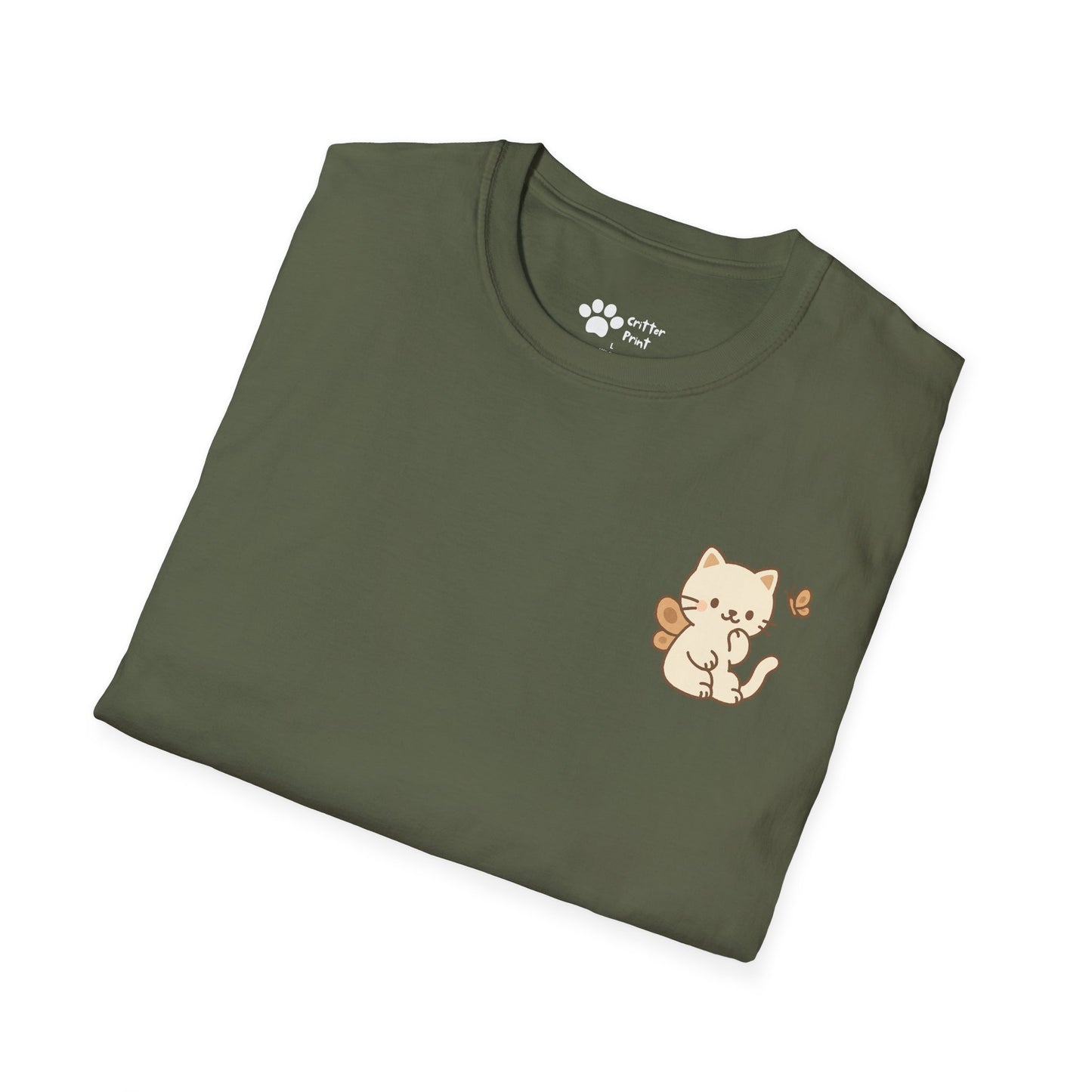 Butterfly Cat Pec Logo T-Shirt