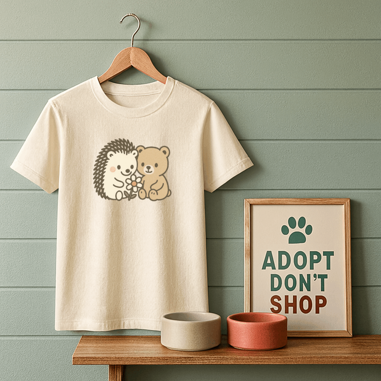 Hedgehog and Bear w/Daisy T-Shirt