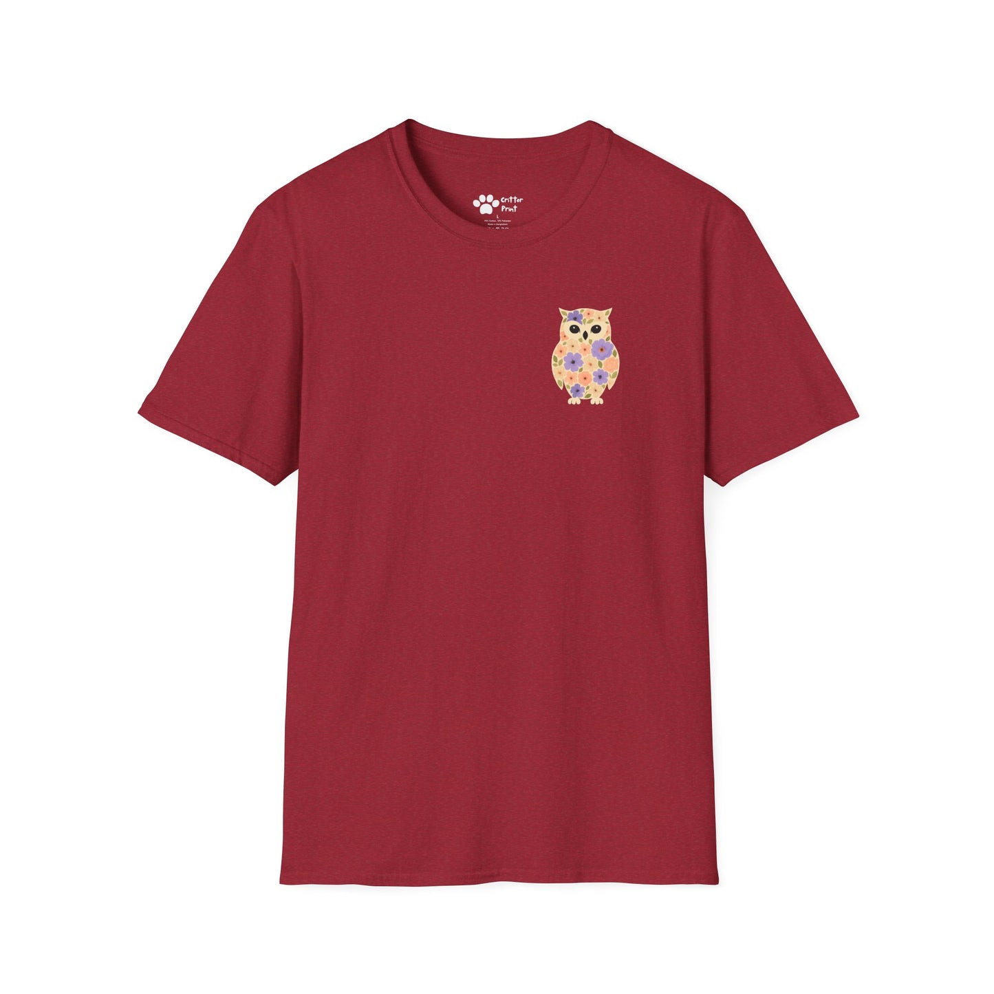 Floral Owl on Chest T-Shirt