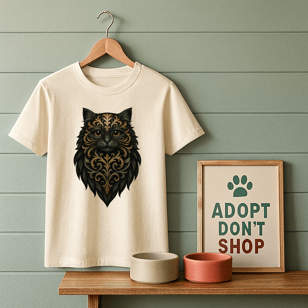 Fancy Black and Gold Cat T-Shirt