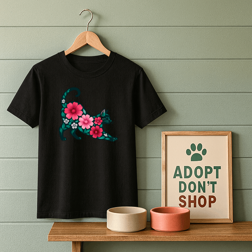 Flower Cat Stretching T-Shirt