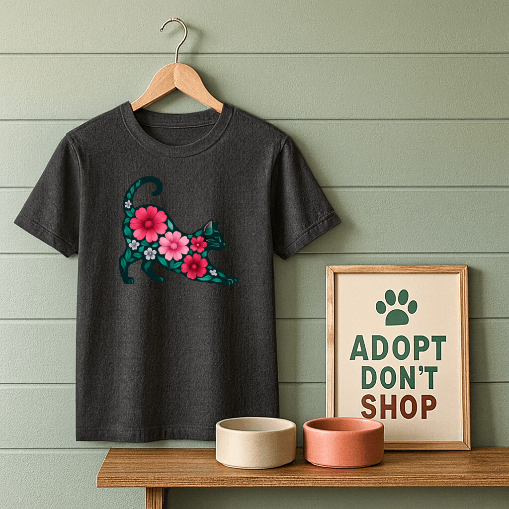 Flower Cat Stretching T-Shirt