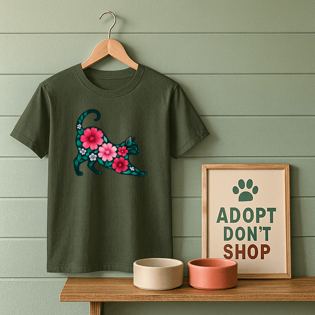 Flower Cat Stretching T-Shirt