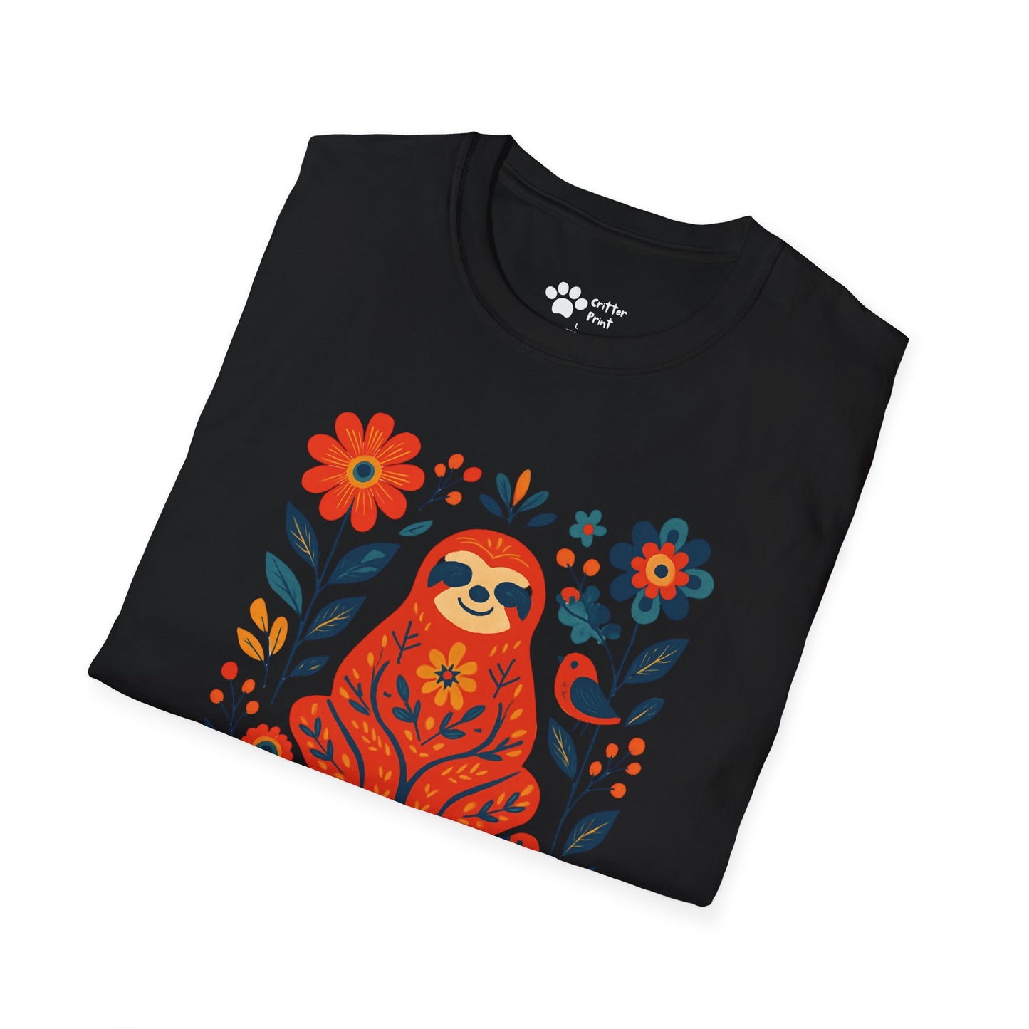 #2 Joyful Sloth with Birds and Blooms T-Shirt