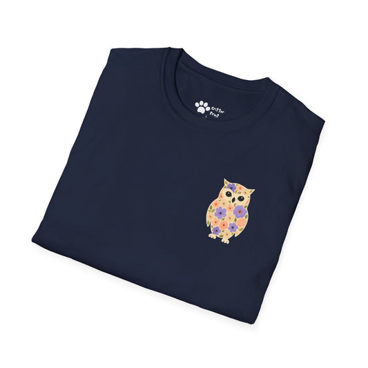 Floral Owl on Chest T-Shirt