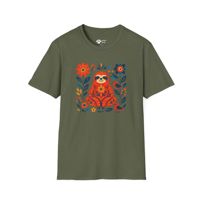 #2 Joyful Sloth with Birds and Blooms T-Shirt