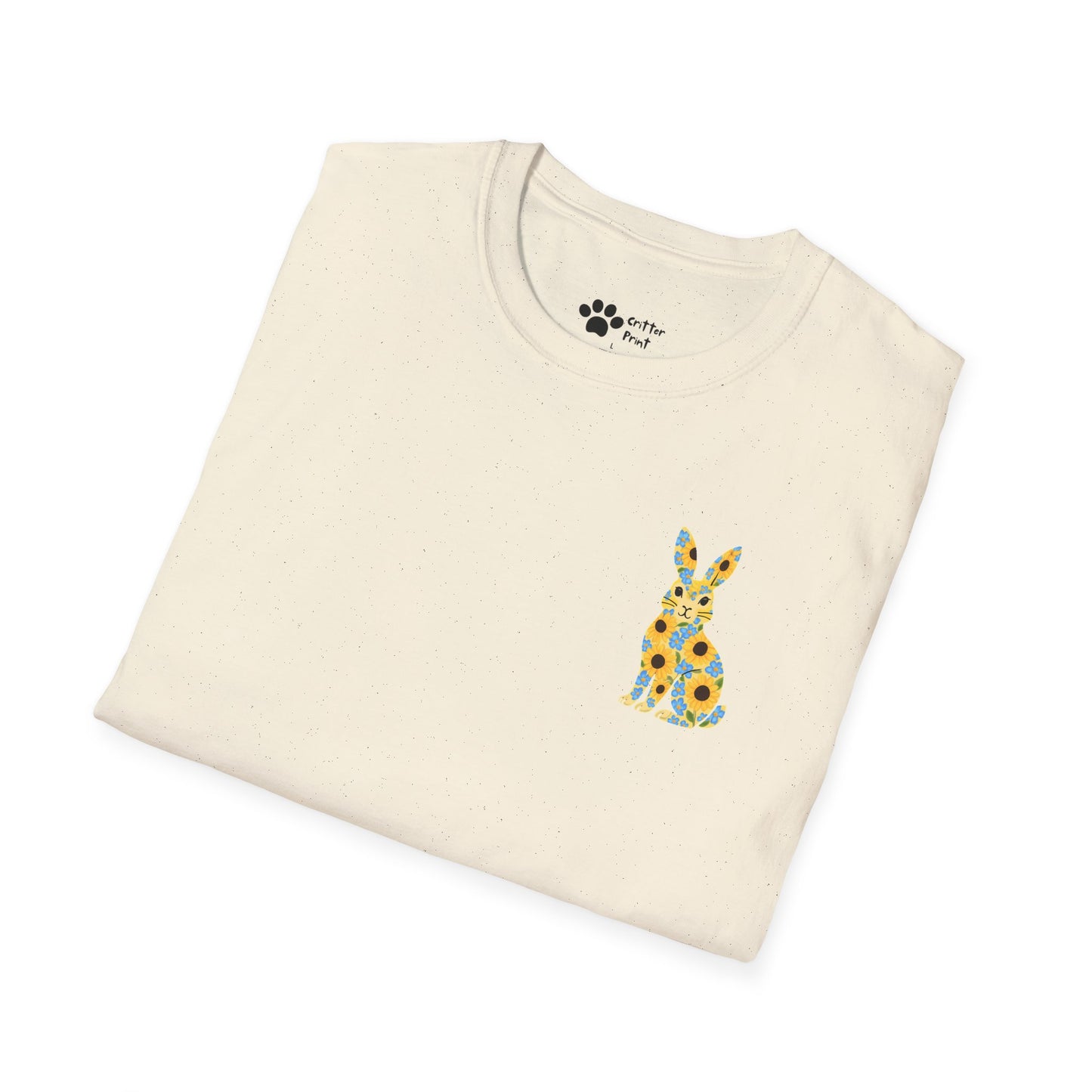 Floral Rabbit on Chest T-Shirt