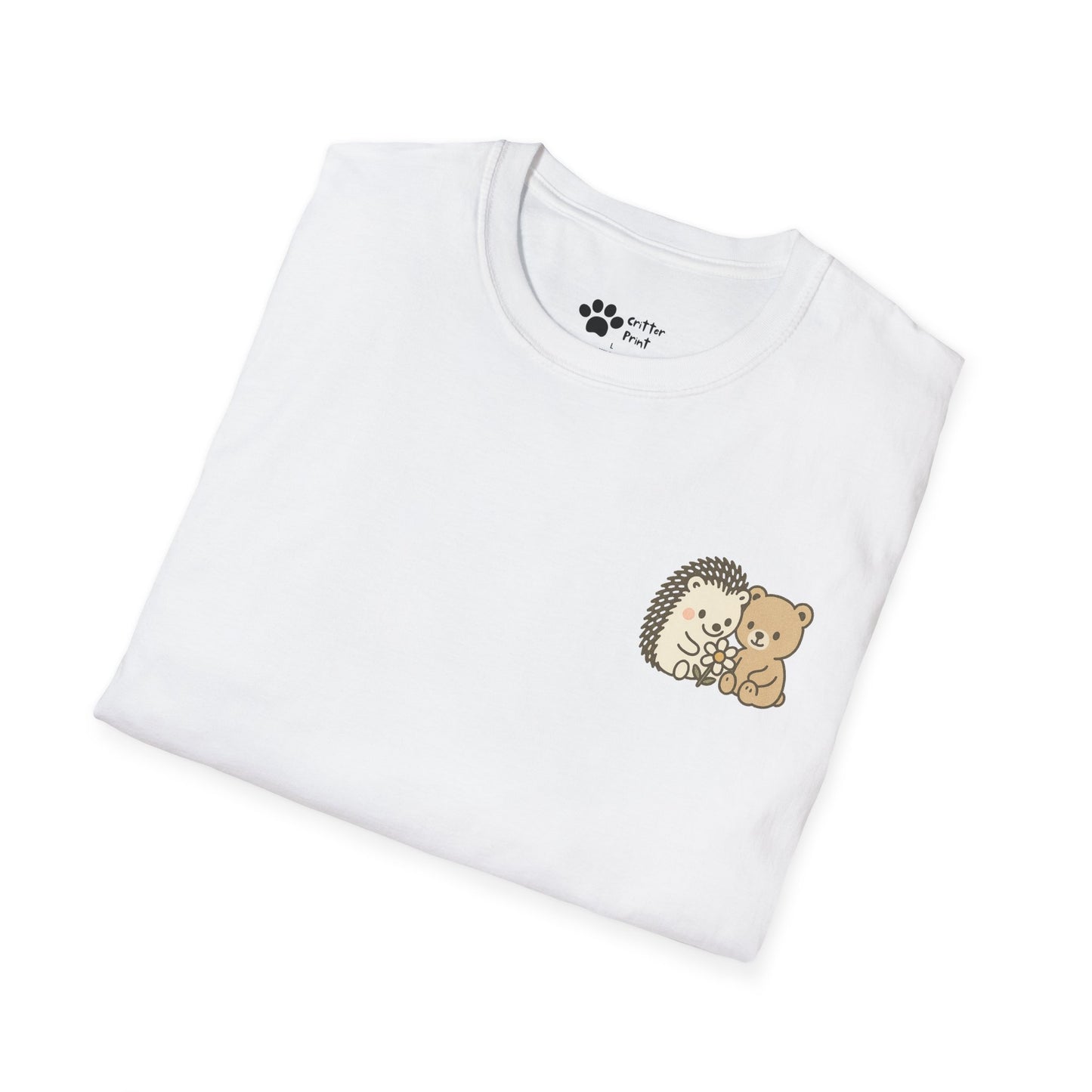 Hedgehog and Bear w/Daisy Pec Logo T-Shirt
