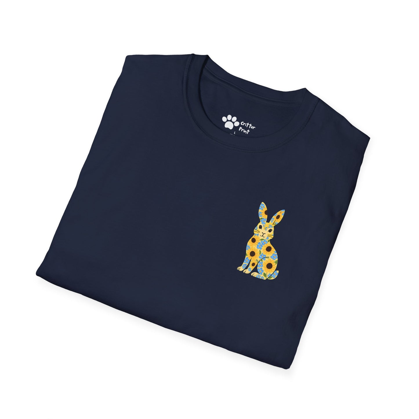 Floral Rabbit on Chest T-Shirt
