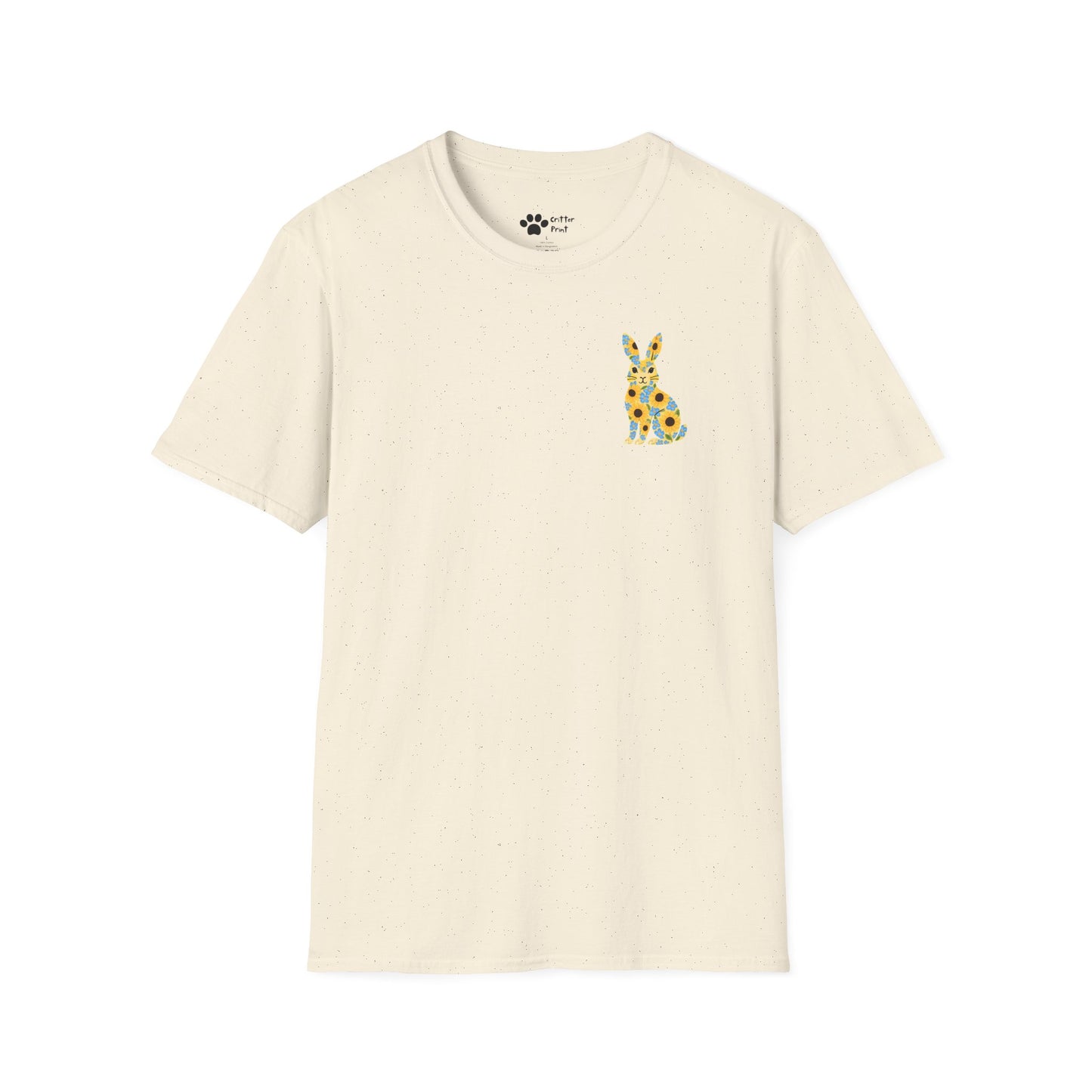 Floral Rabbit on Chest T-Shirt