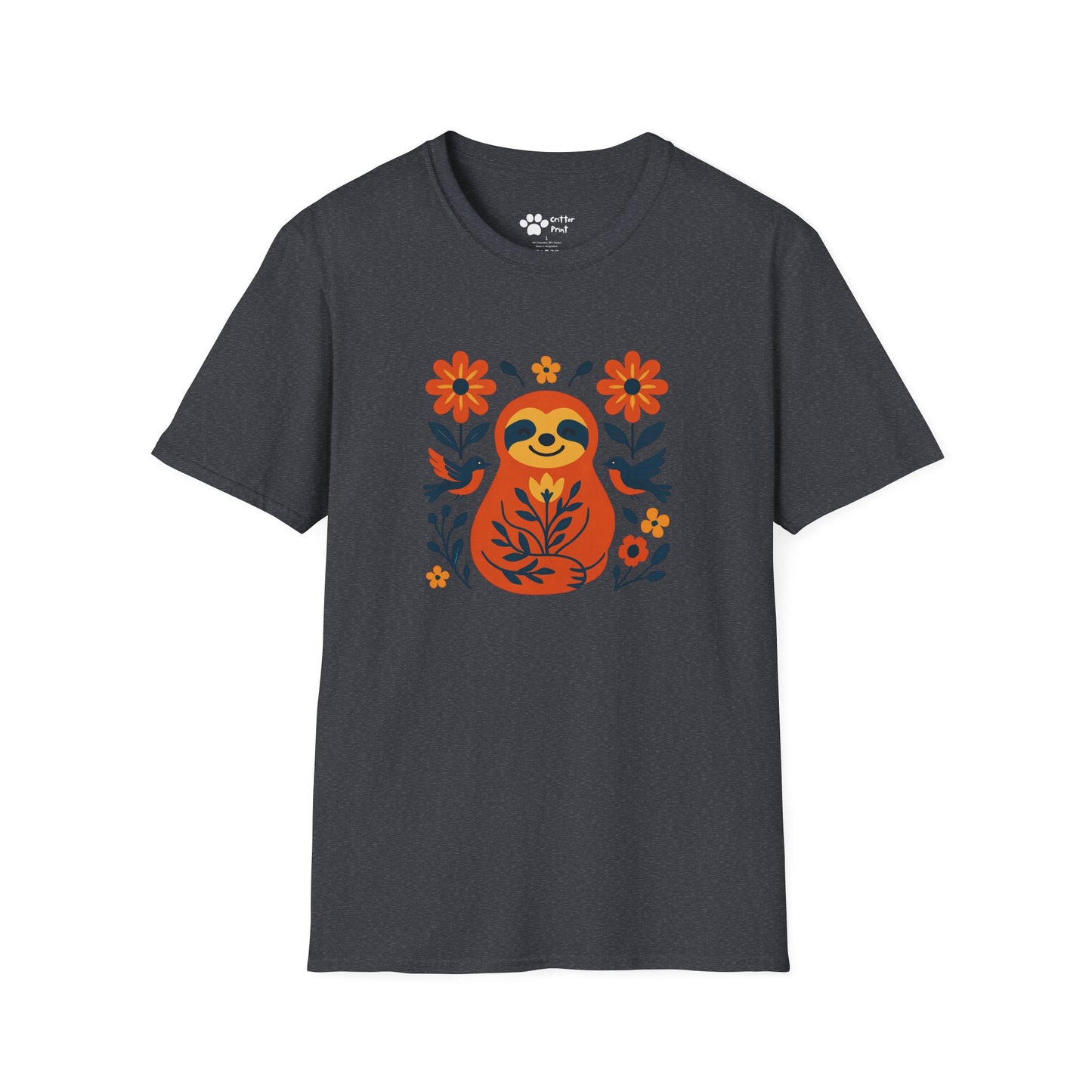 Joyful Sloth with Birds and Blooms T-Shirt