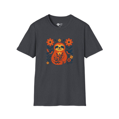 Joyful Sloth with Birds and Blooms T-Shirt