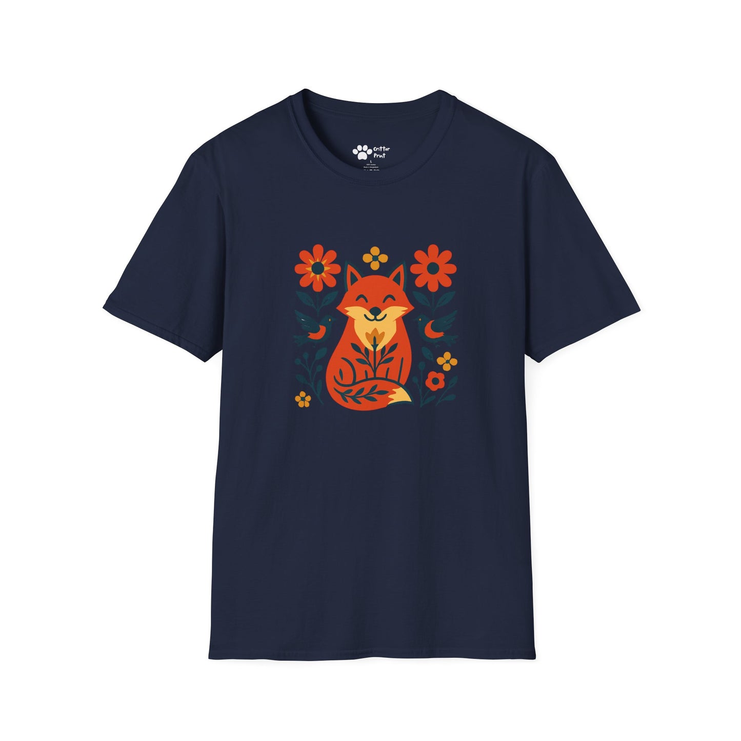 Whimsical Fox and Flowers T-Shirt