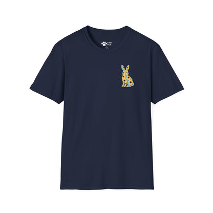 Floral Rabbit on Chest T-Shirt