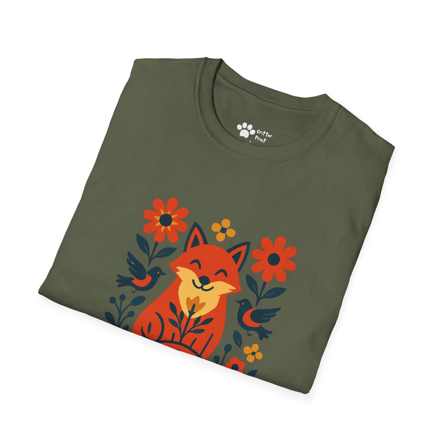 Whimsical Fox and Flowers T-Shirt