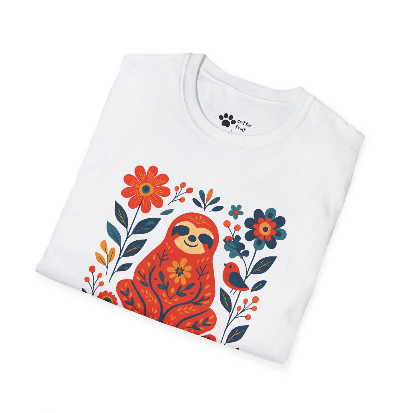 #2 Joyful Sloth with Birds and Blooms T-Shirt