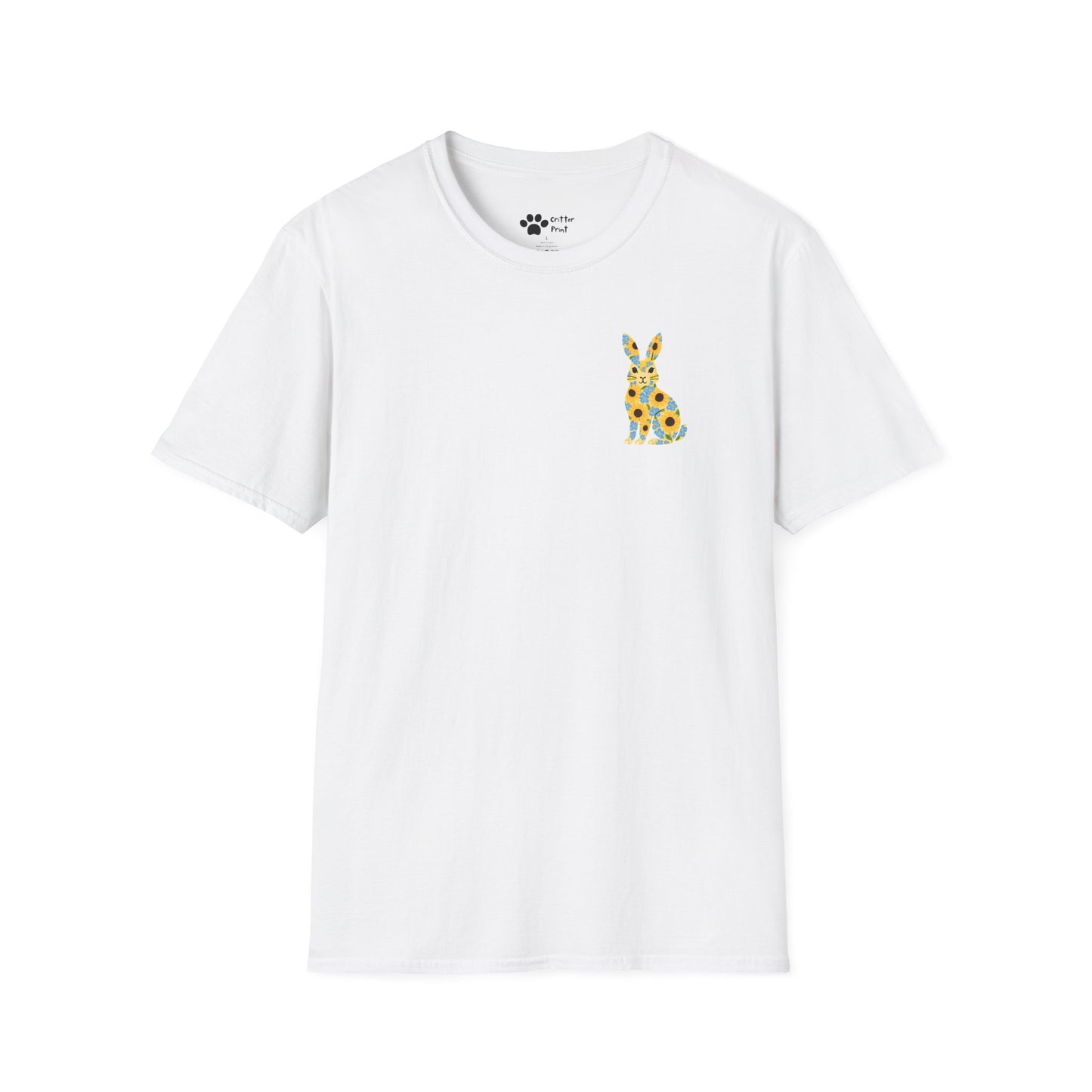Floral Rabbit on Chest T-Shirt