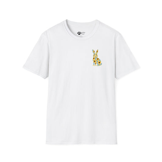 Floral Rabbit on Chest T-Shirt