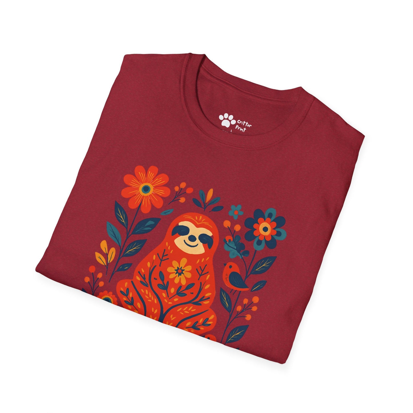 #2 Joyful Sloth with Birds and Blooms T-Shirt