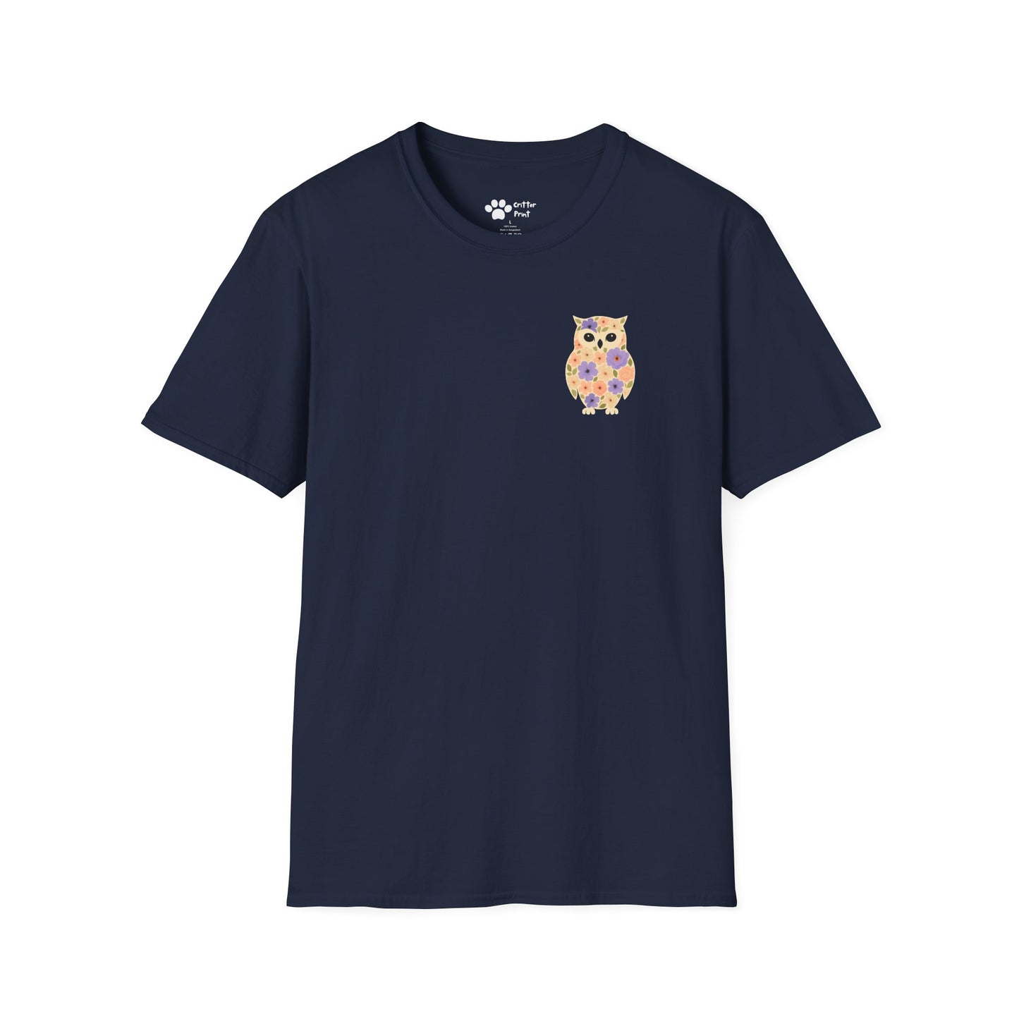 Floral Owl on Chest T-Shirt
