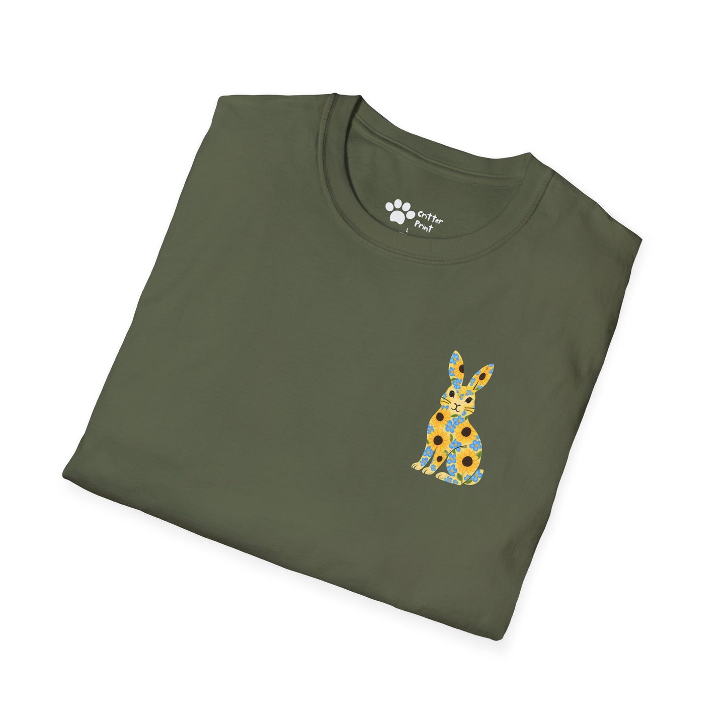 Floral Rabbit on Chest T-Shirt