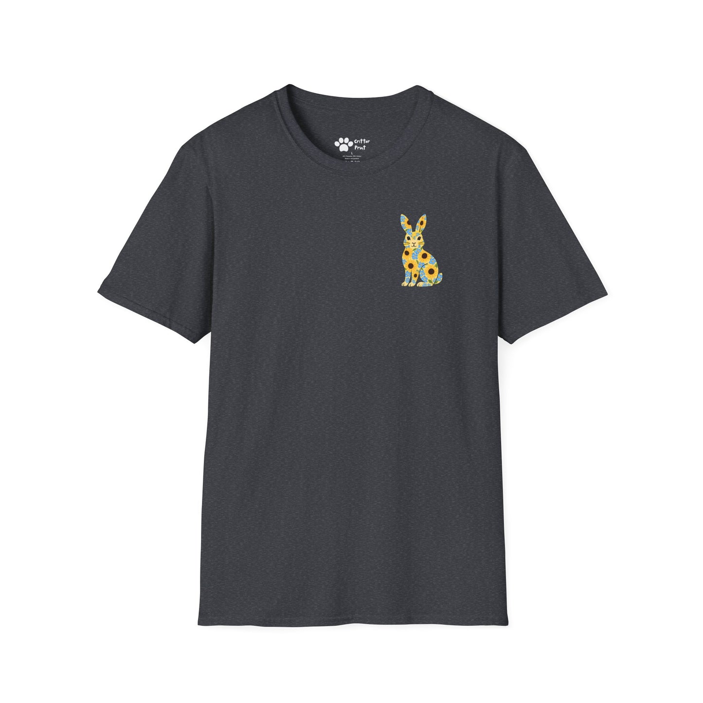 Floral Rabbit on Chest T-Shirt