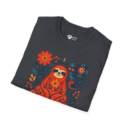 #2 Joyful Sloth with Birds and Blooms T-Shirt
