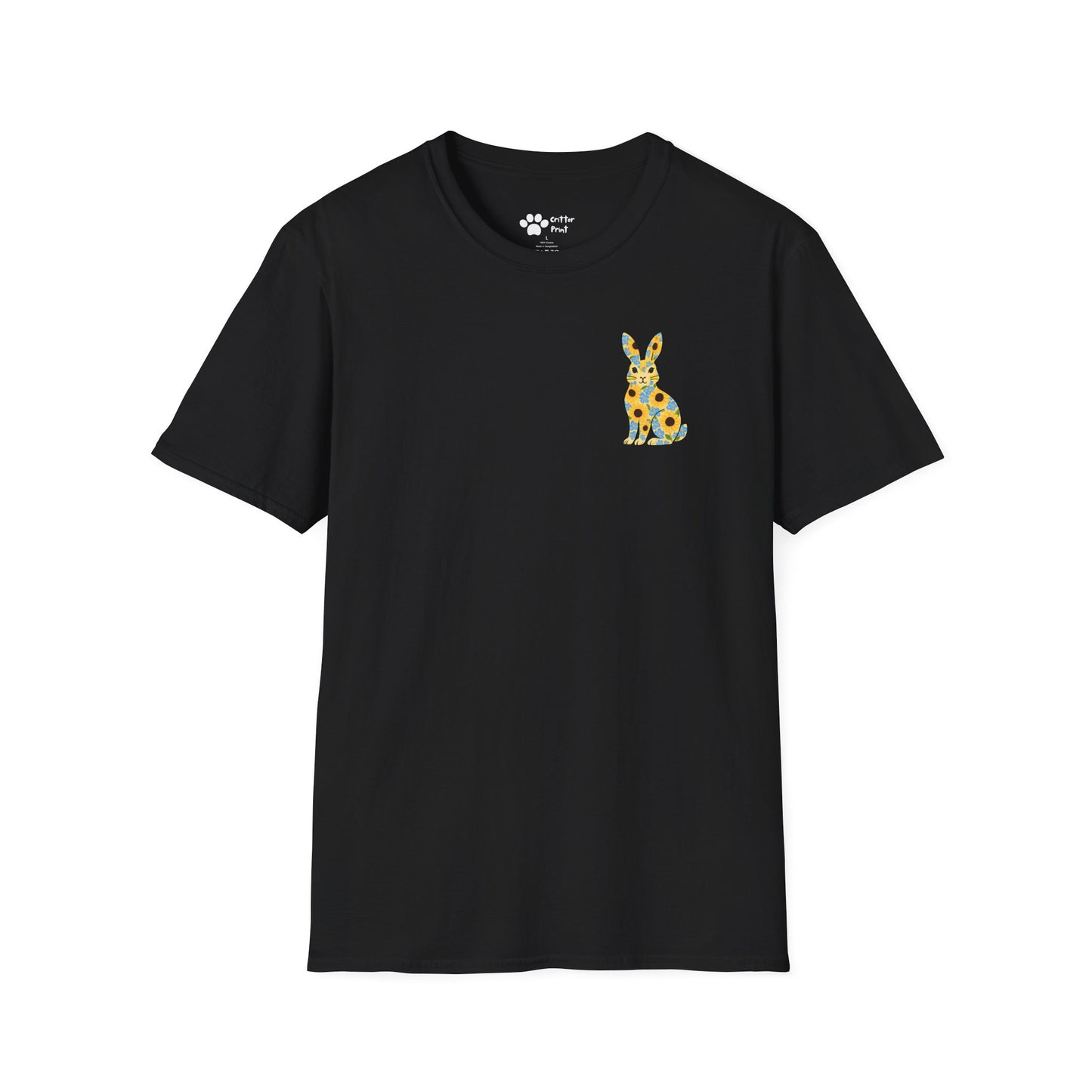 Floral Rabbit on Chest T-Shirt