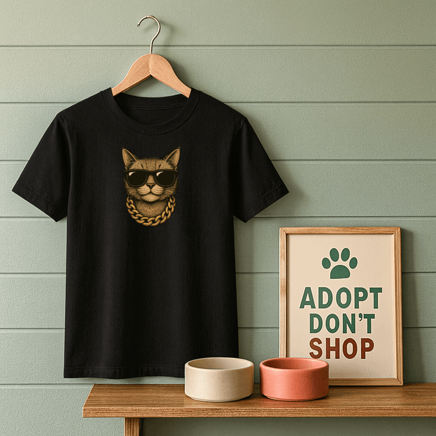 Gold Chain Cat T-Shirt
