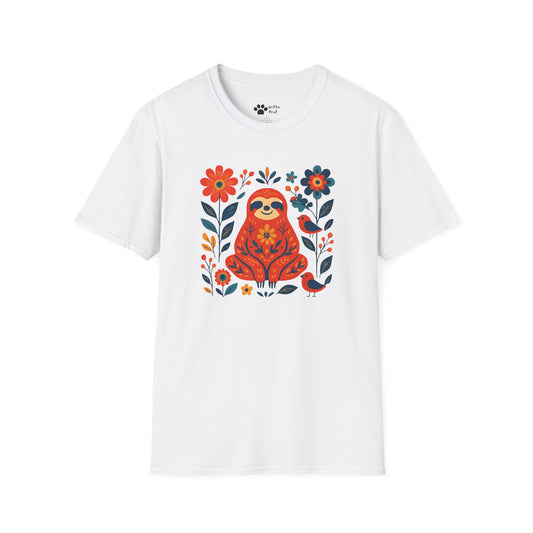 #2 Joyful Sloth with Birds and Blooms T-Shirt
