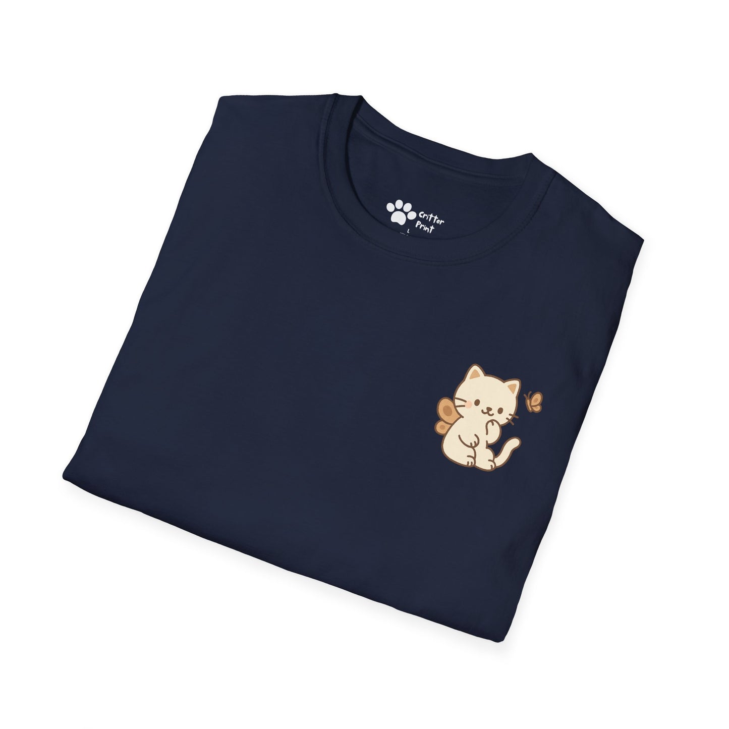 Butterfly Cat Pec Logo T-Shirt