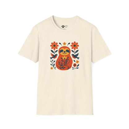 Joyful Sloth with Birds and Blooms T-Shirt