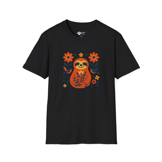 Joyful Sloth with Birds and Blooms T-Shirt
