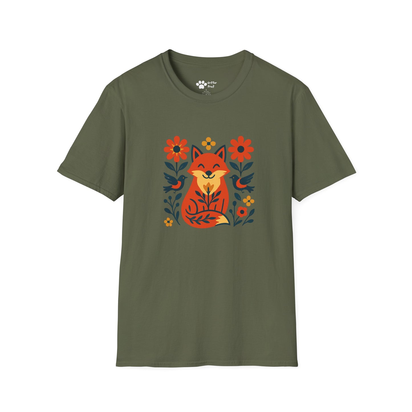 Whimsical Fox and Flowers T-Shirt