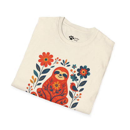#2 Joyful Sloth with Birds and Blooms T-Shirt