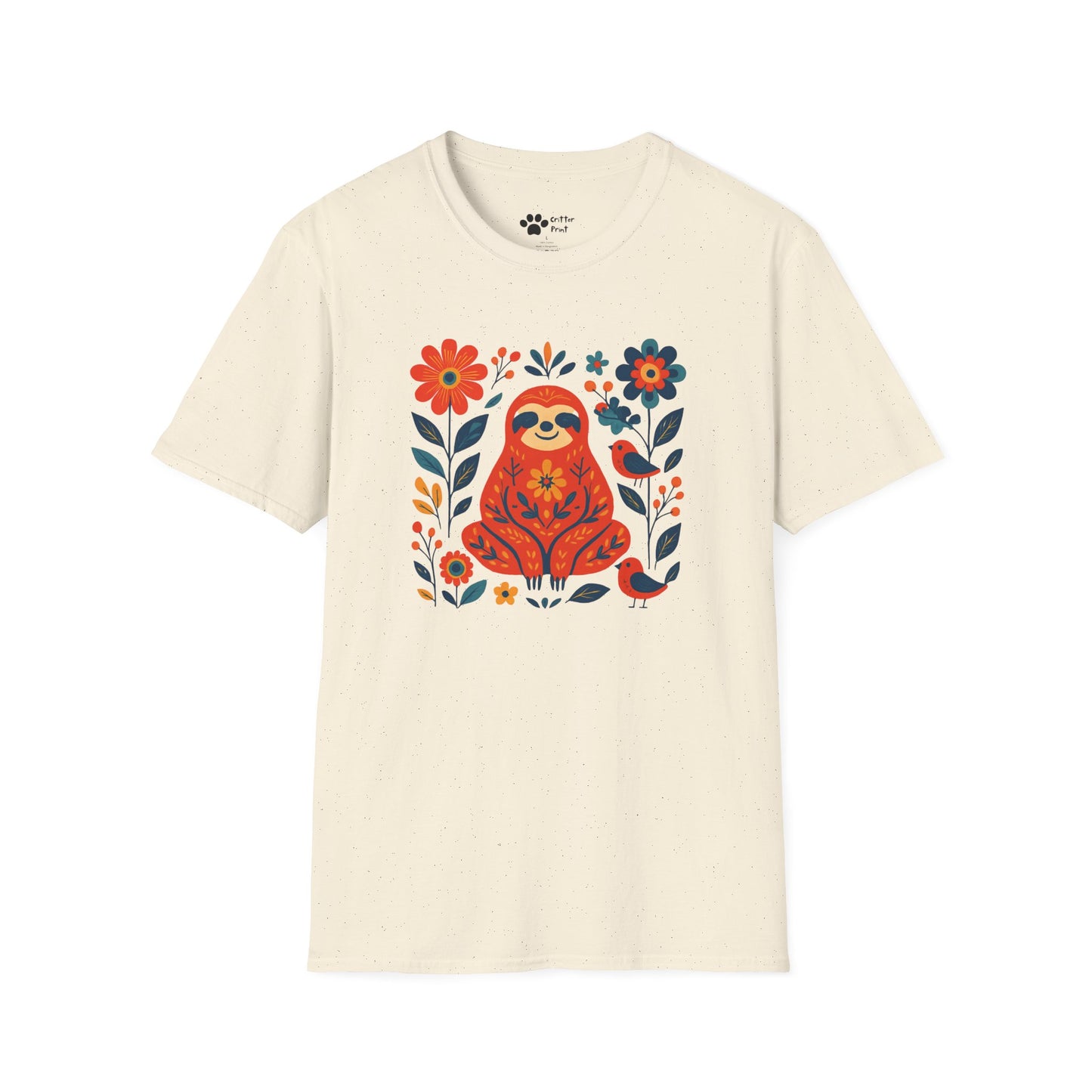 #2 Joyful Sloth with Birds and Blooms T-Shirt