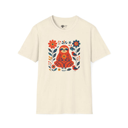 #2 Joyful Sloth with Birds and Blooms T-Shirt