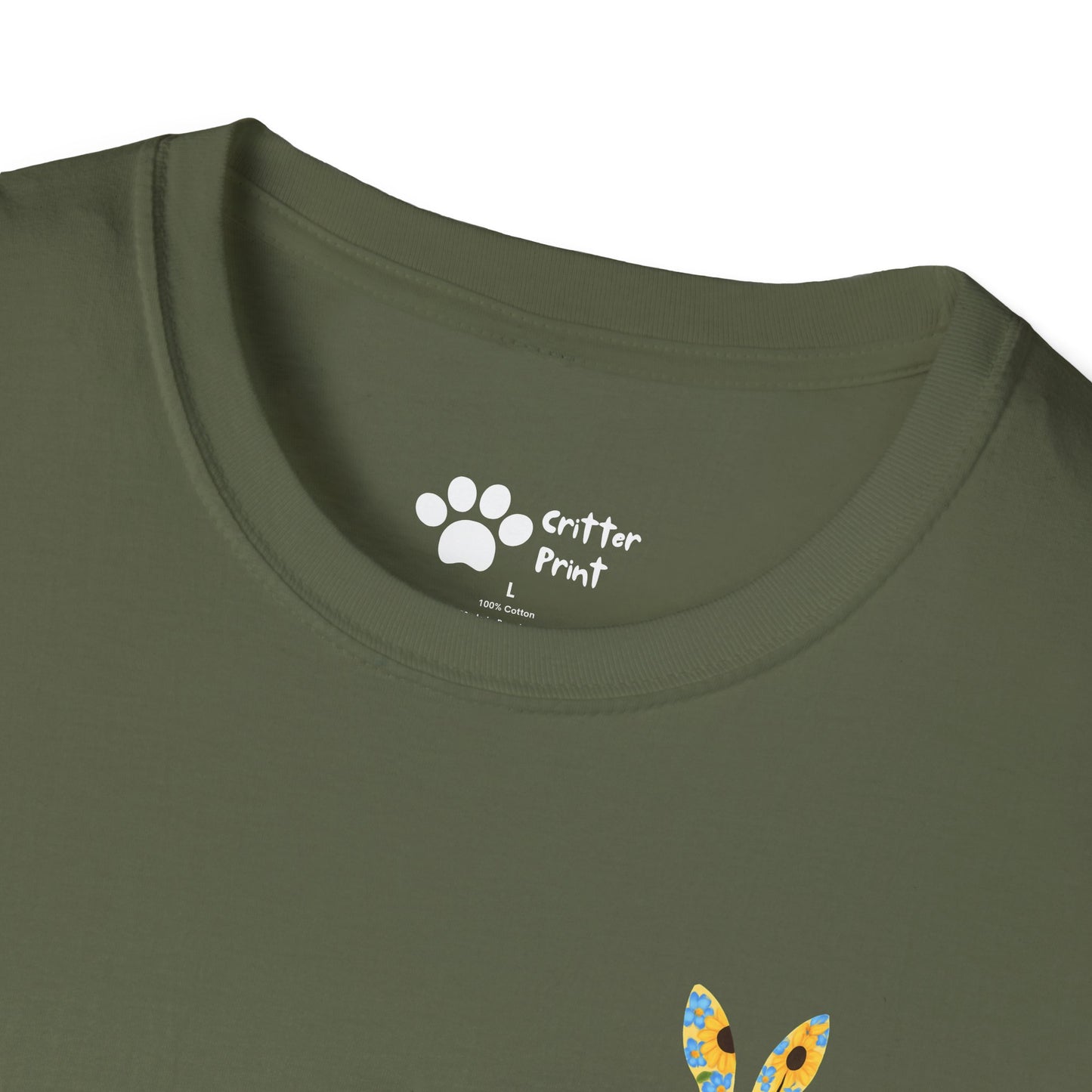 Floral Rabbit on Chest T-Shirt