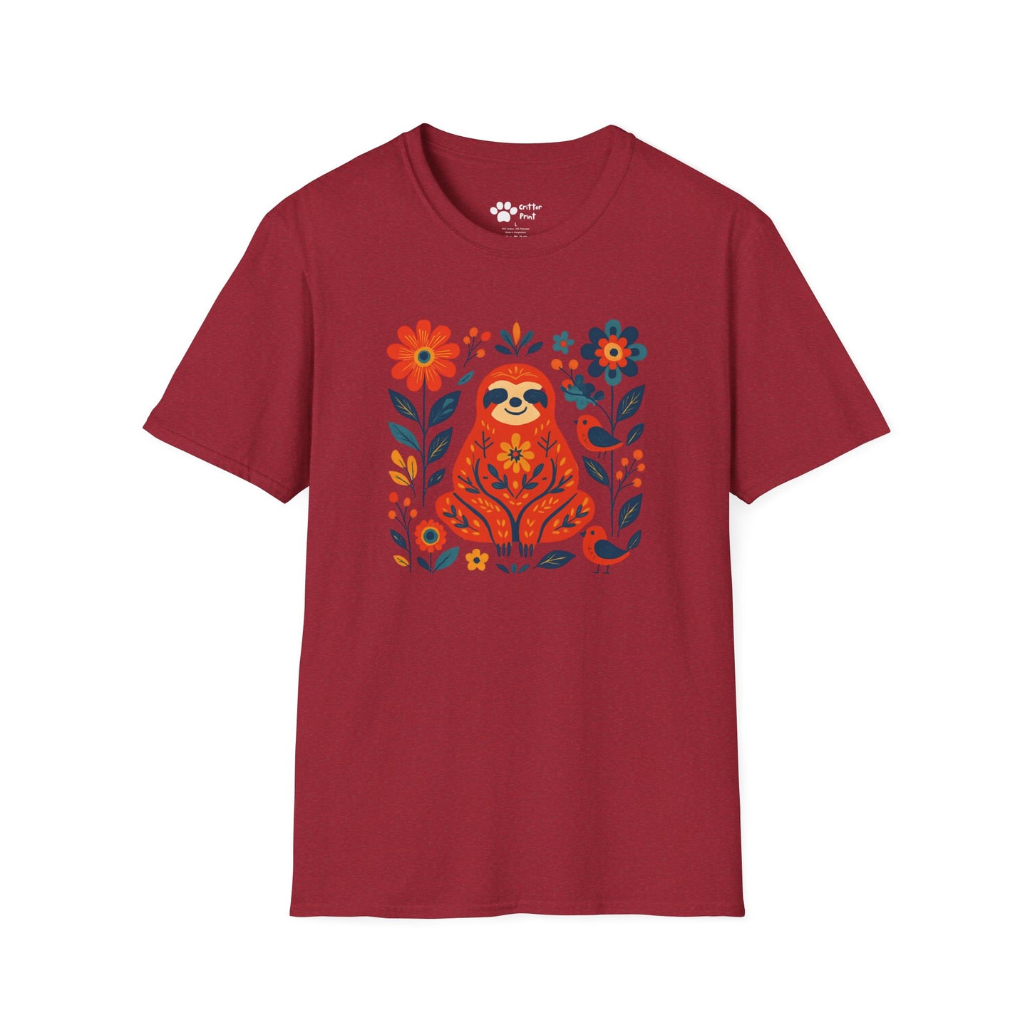 #2 Joyful Sloth with Birds and Blooms T-Shirt